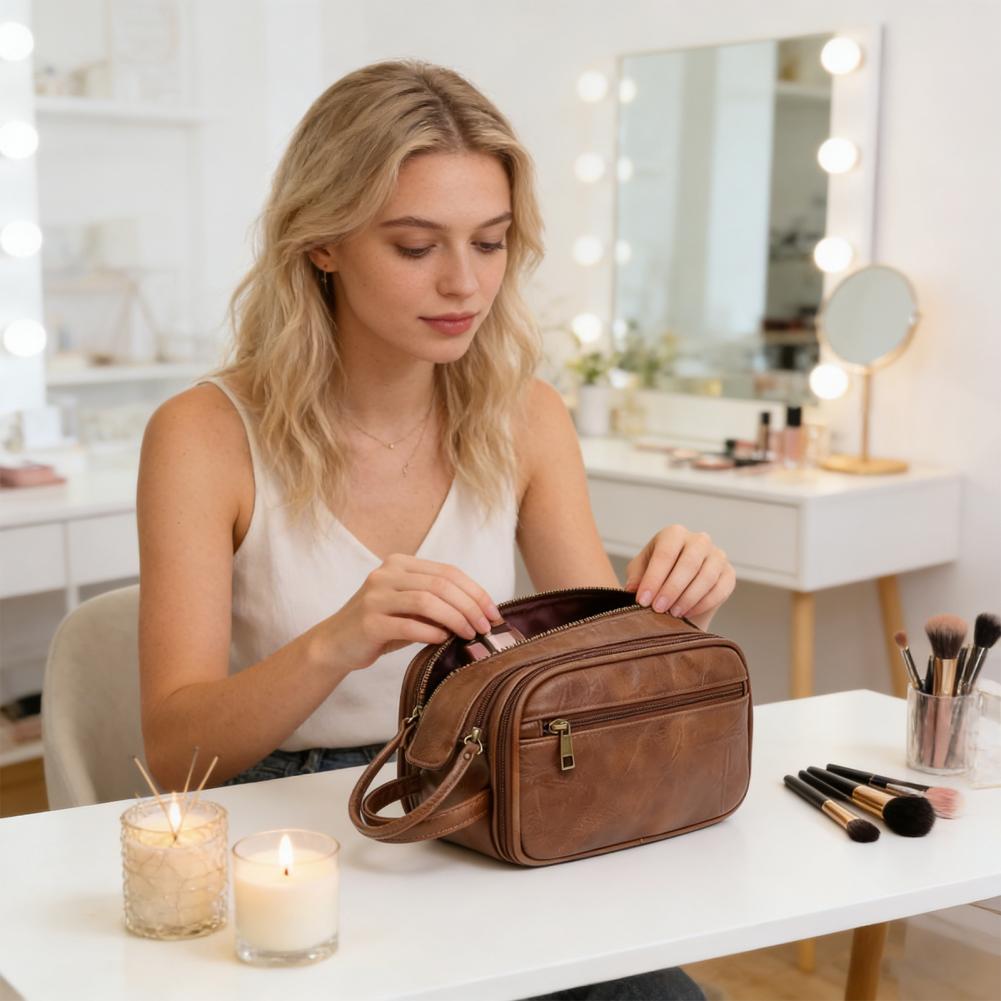 Men'S Grooming Bag - Tas Makeup Travel Kulit Sintetis, Tas